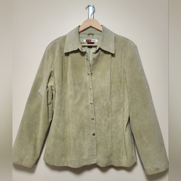 Live a Little Jackets & Blazers - Live a Little Jacket Leather Suede Olive Green Snap closure sz xl